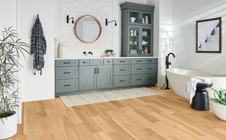 grey toned hardwood flooring in living area