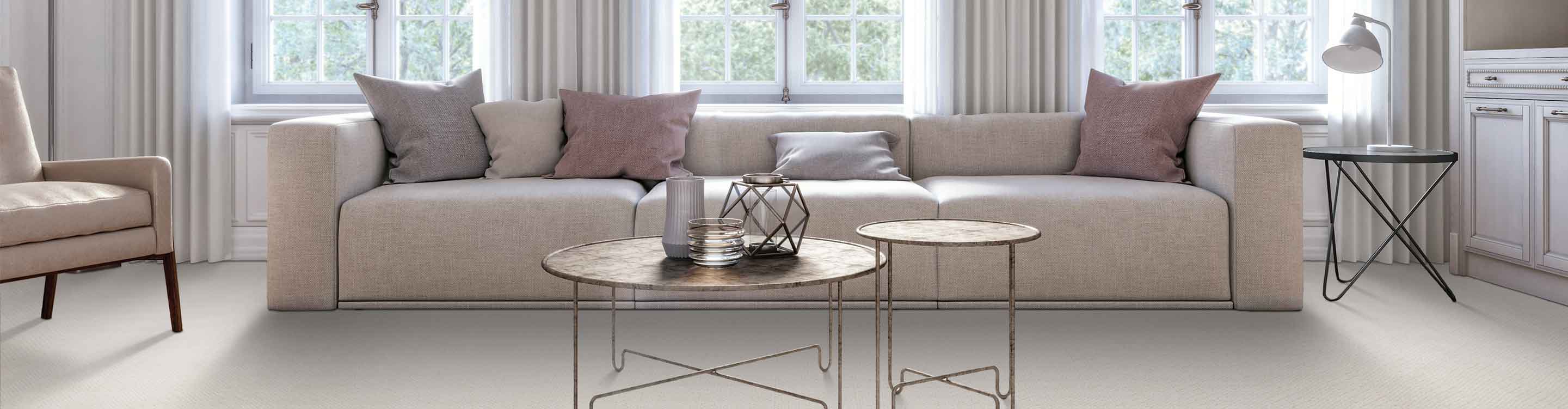 Karastan beige carpet in living room